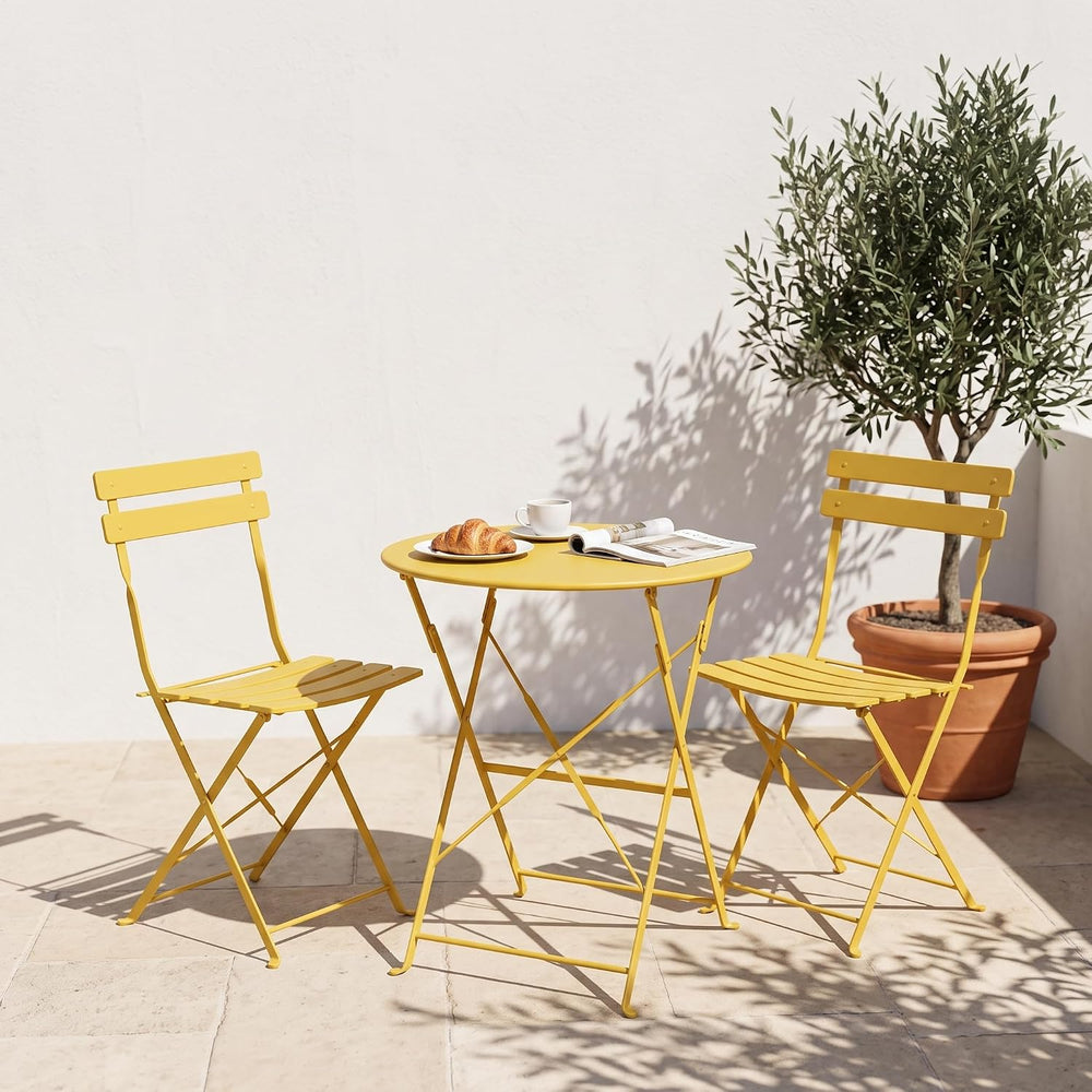 Bistro Table & Chairs Set of 2, Folding Outdoor Patio Furniture