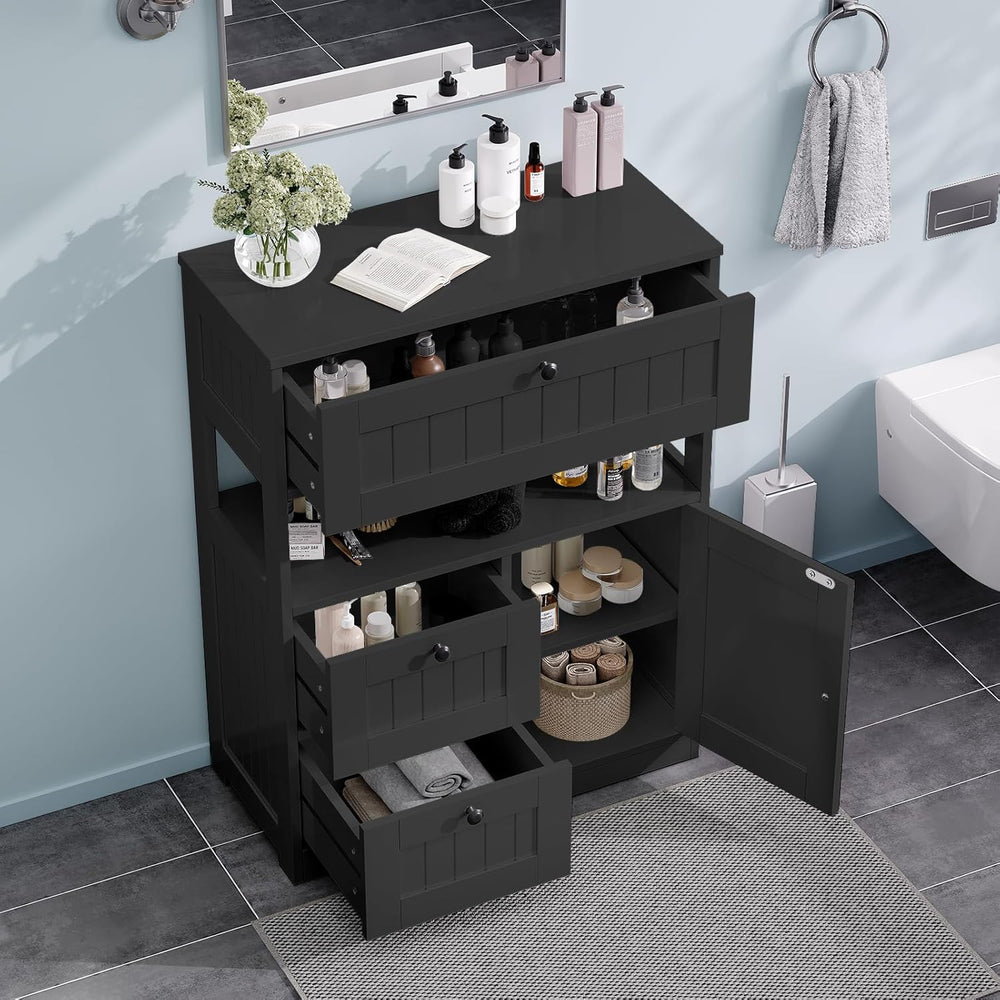 GRUSIGN Storage Cabinet, Modern Bathroom Floor Storage Cabinet Organizer with...