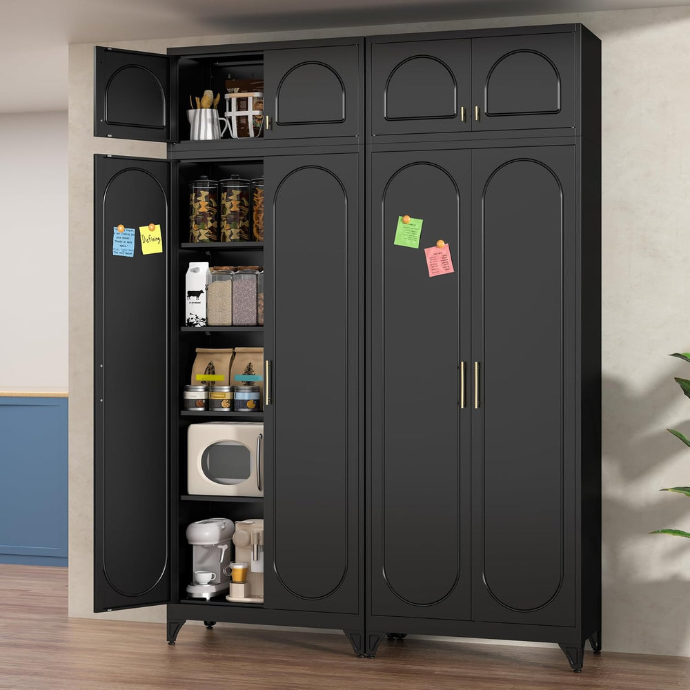 Polup 90" Tall Metal Kitchen Pantry Storage Cabinet with Doors and Shelves