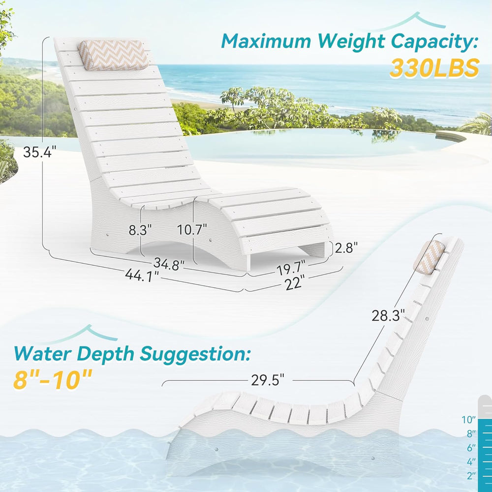 HDPS Pool Lounge Chairs Set of 2, Use in Pools Lounge Chairs up to 10-Inches ...