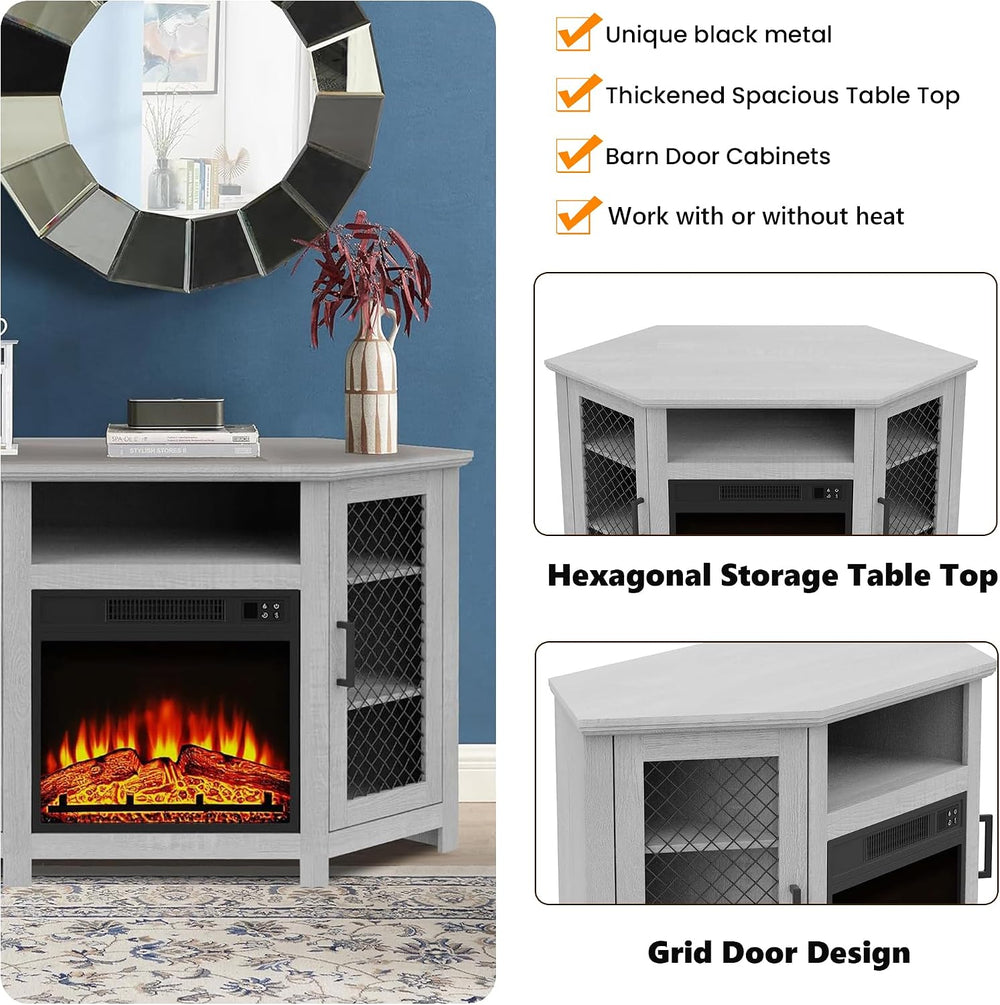 47" Corner Fireplace TV Stand Up to 55" TVs with 18" Electric ...