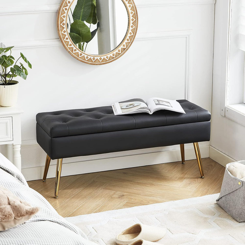 Gitrah Storage Bench Entryway Bench End of Bed Bench Ottoman Upholstered Faux...