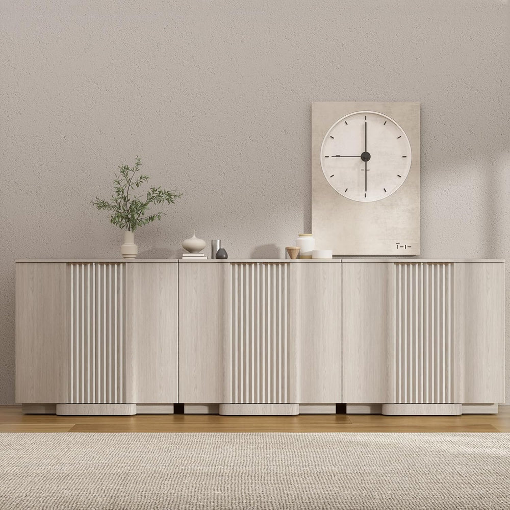 Brafab Buffet Cabinet, 110" Modern Farmhouse Accent Sideboard Cabinet wi...