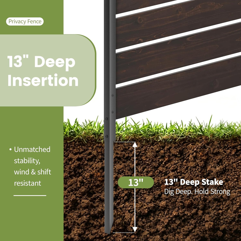 Wood Privacy Screen No Dig Outdoor Garden Fence (Dark Brown, 61 * 37.8 in)