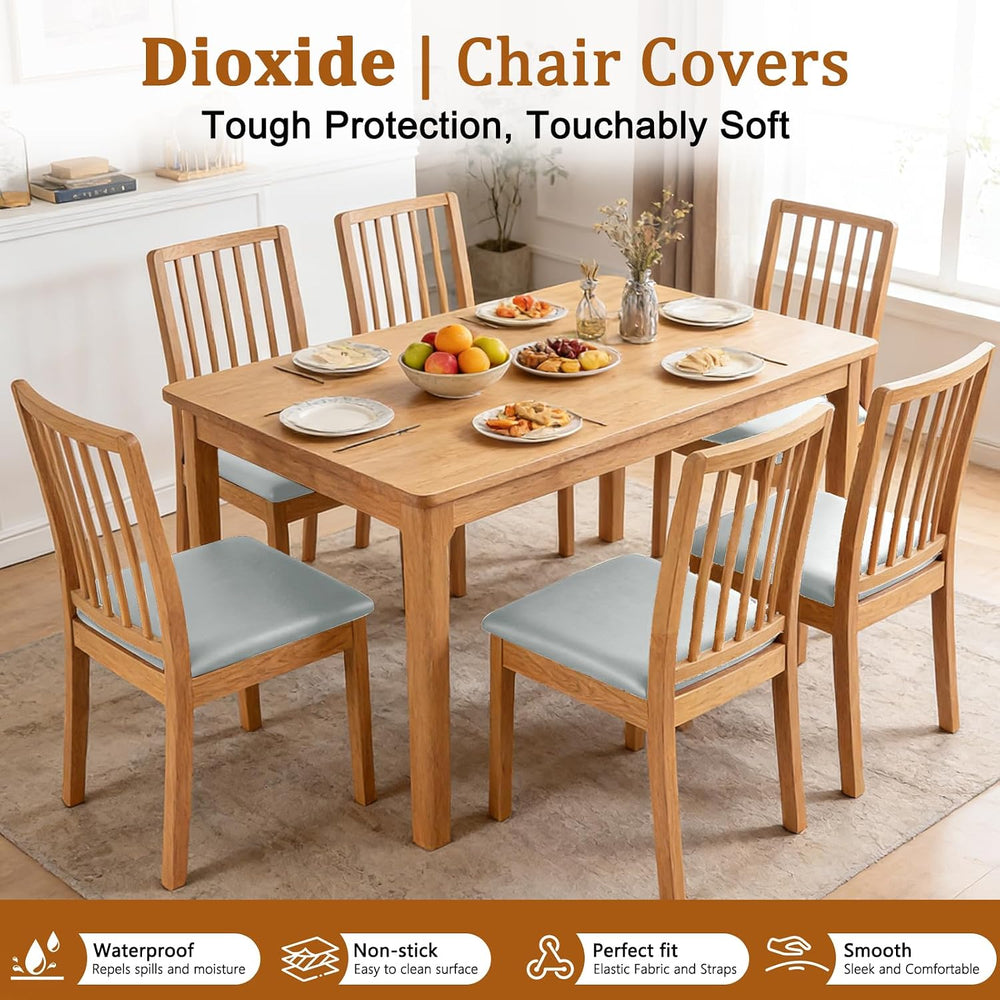Chair Covers for Dining Chairs Waterproof Seat Covers for Chairs,Grey,Set 6