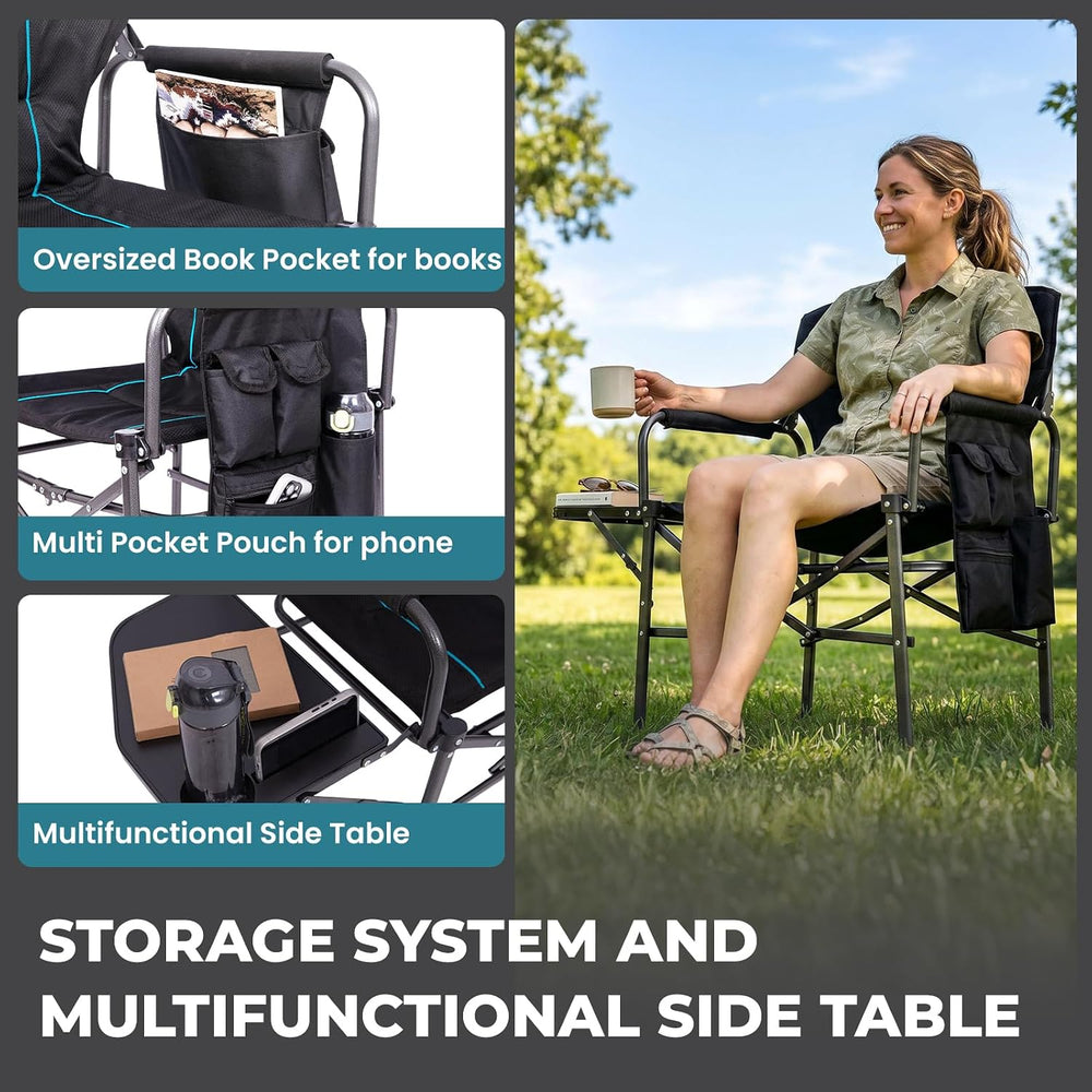 FUNDANGO Oversized Folding Chairs for Outside, Fully Padded Camping Director ...