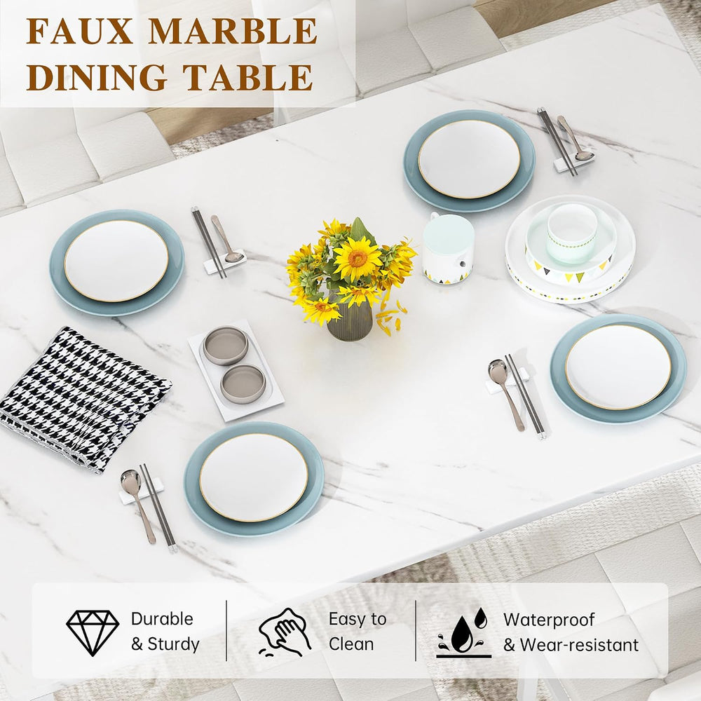 AWQM Dining Table Set for 4, Kitchen Table and Chairs Set, White