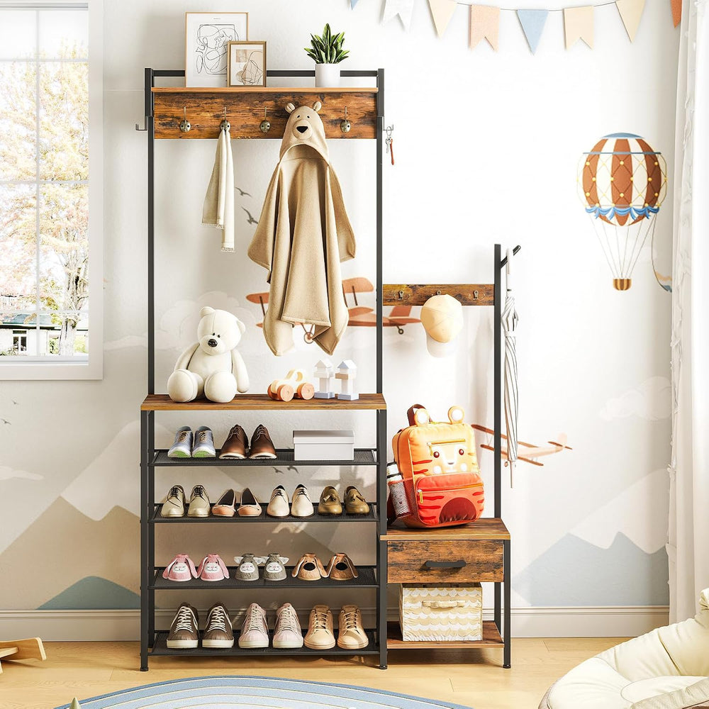 HOOBRO Hall Tree, Entryway Coat Rack Shoe Bench, Shoe and Coat Rack for Entry...