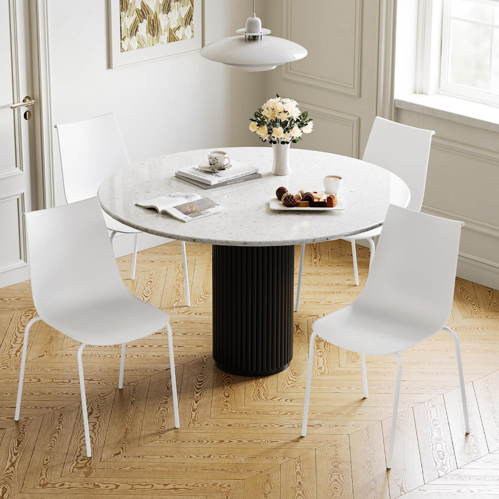 KISLOT Dining Chairs Set of 4, Plastic Outdoor Dining Room Chairs with Metal ...