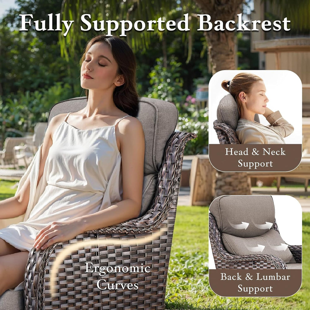 10 PCS Outdoor Furniture Set, Wicker Patio Conversation Set, Brown/Grey