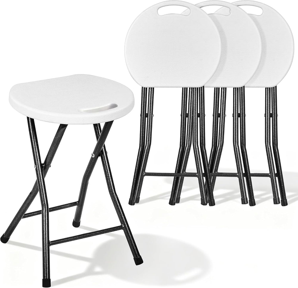 VECELO Folding Stool 4-Pack 18", HDPE Foldable Stool with Iron X-Frame, ...