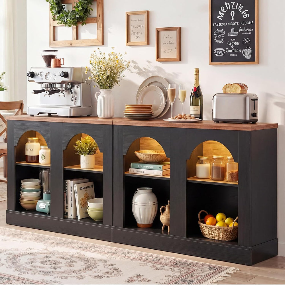 Unikito 94" Long Arched Console Table with LED Light & Adjustable Shelf