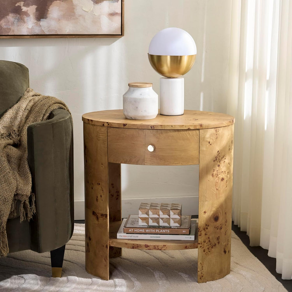 SAFAVIEH Home Collection - Philippe Natural Brown Oval Top Accent Table, 1 Dr...