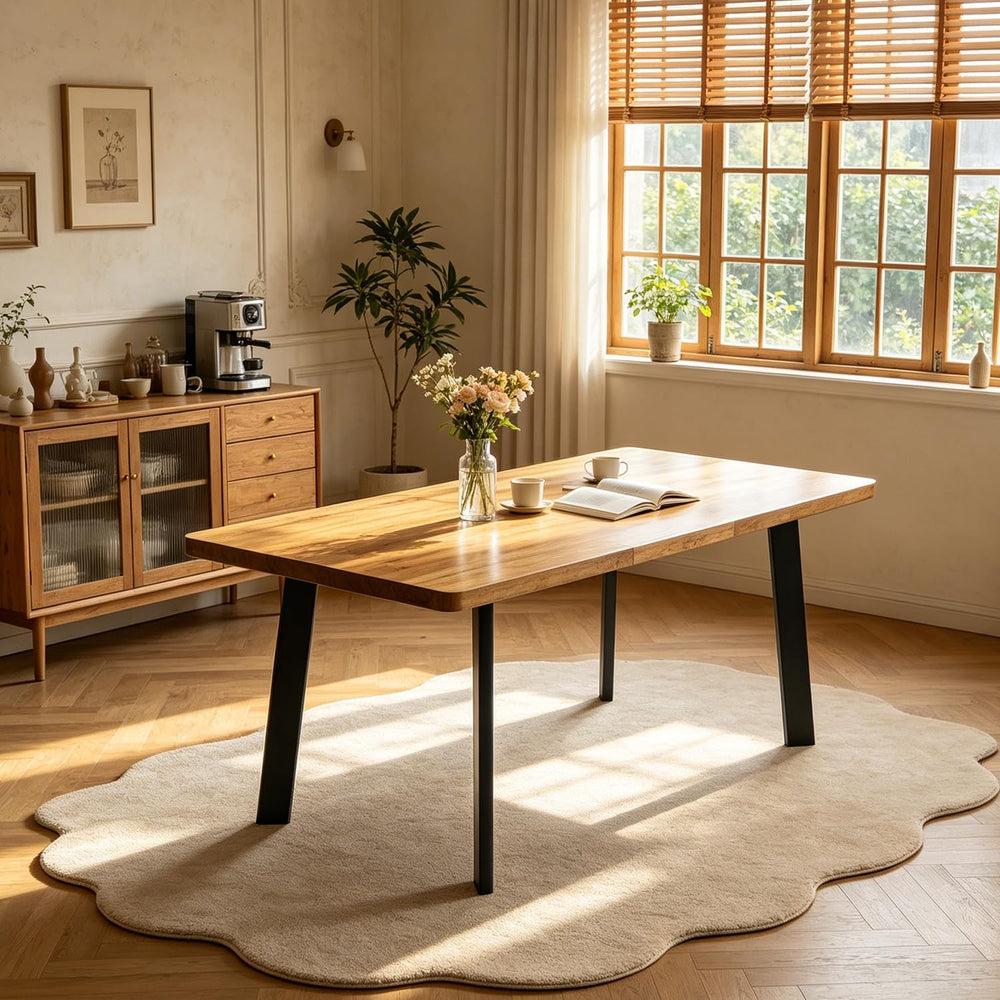 Extendable Dining Table for 4 to 8 People, 47.2" to 63" Modern Kitc...