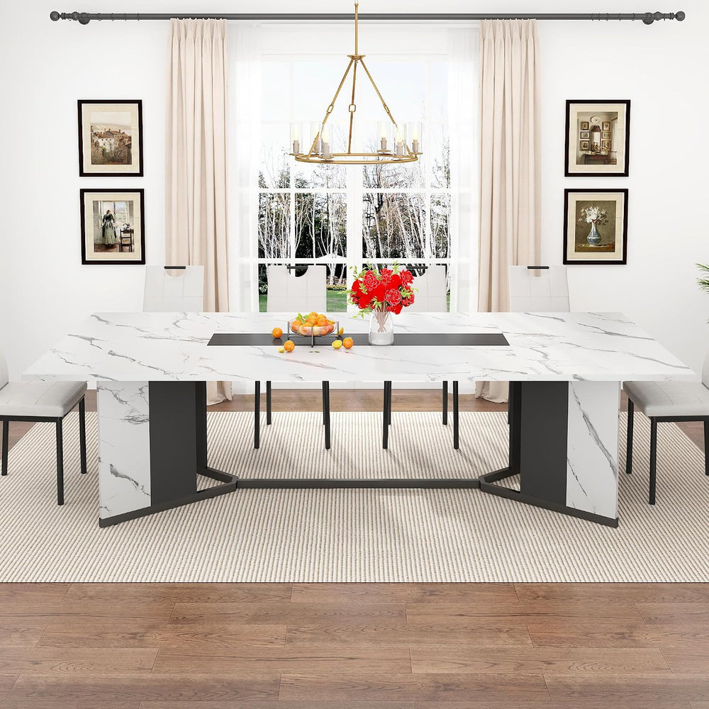 chartustriable Dining Table for 8-10 People,94" Large Modern Kitchen Tab...