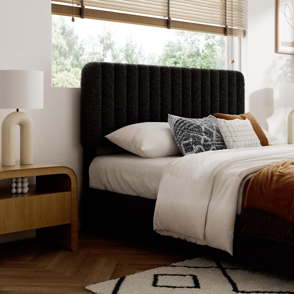 Queen Size Boucle Bed Frame, Upholstered Cloud Platform Bed Frame with Adjust...