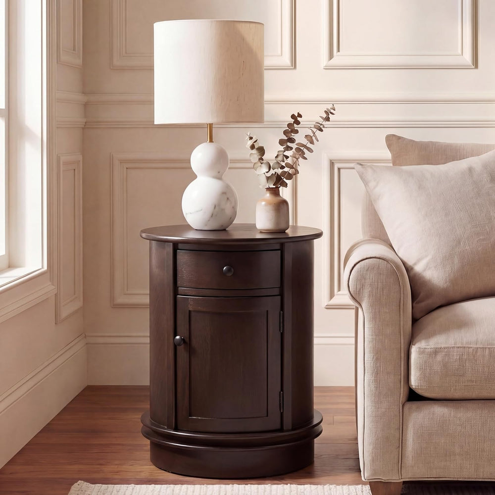 SAFAVIEH Furniture - Tabitha 1-Drawer Accent Table - Dark Chocolate - Solid W...