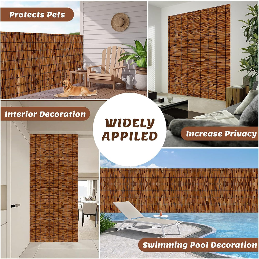 Reed Fencing Rolls 2 Pcs Natural Bamboo Fence 3.3FT X 16.4FT Privacy Screen C...