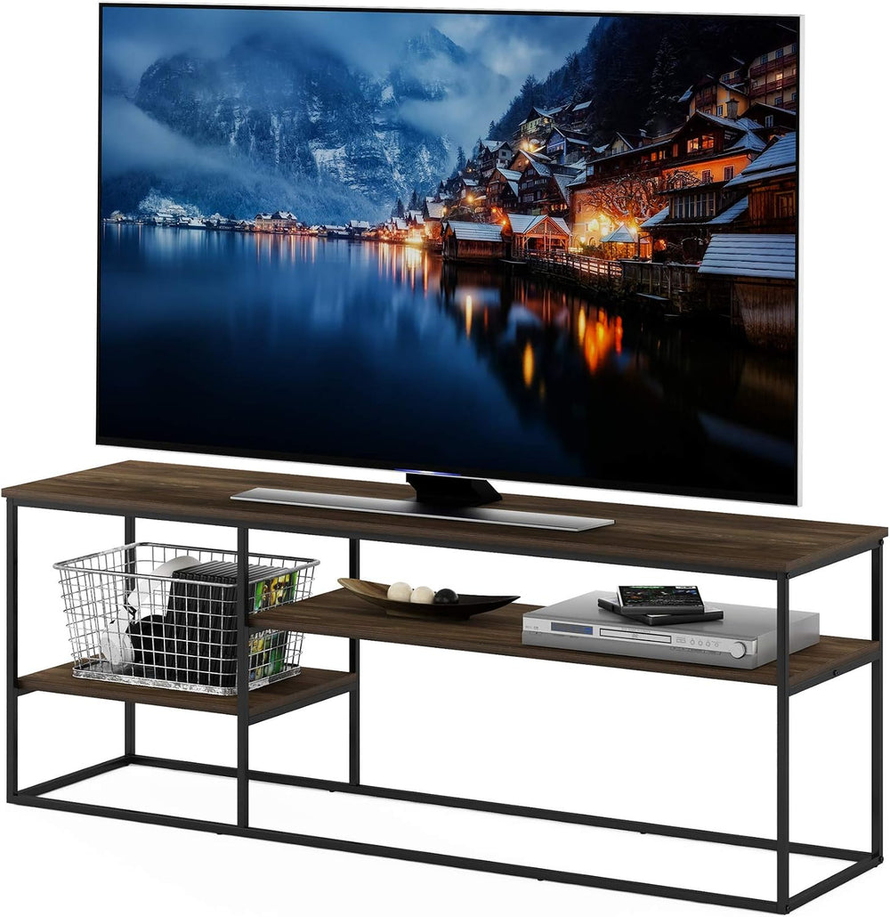 Furinno Moretti TV Stand for TVs up to 65 Inch, 3-Tier Rustic Brown Entertain...