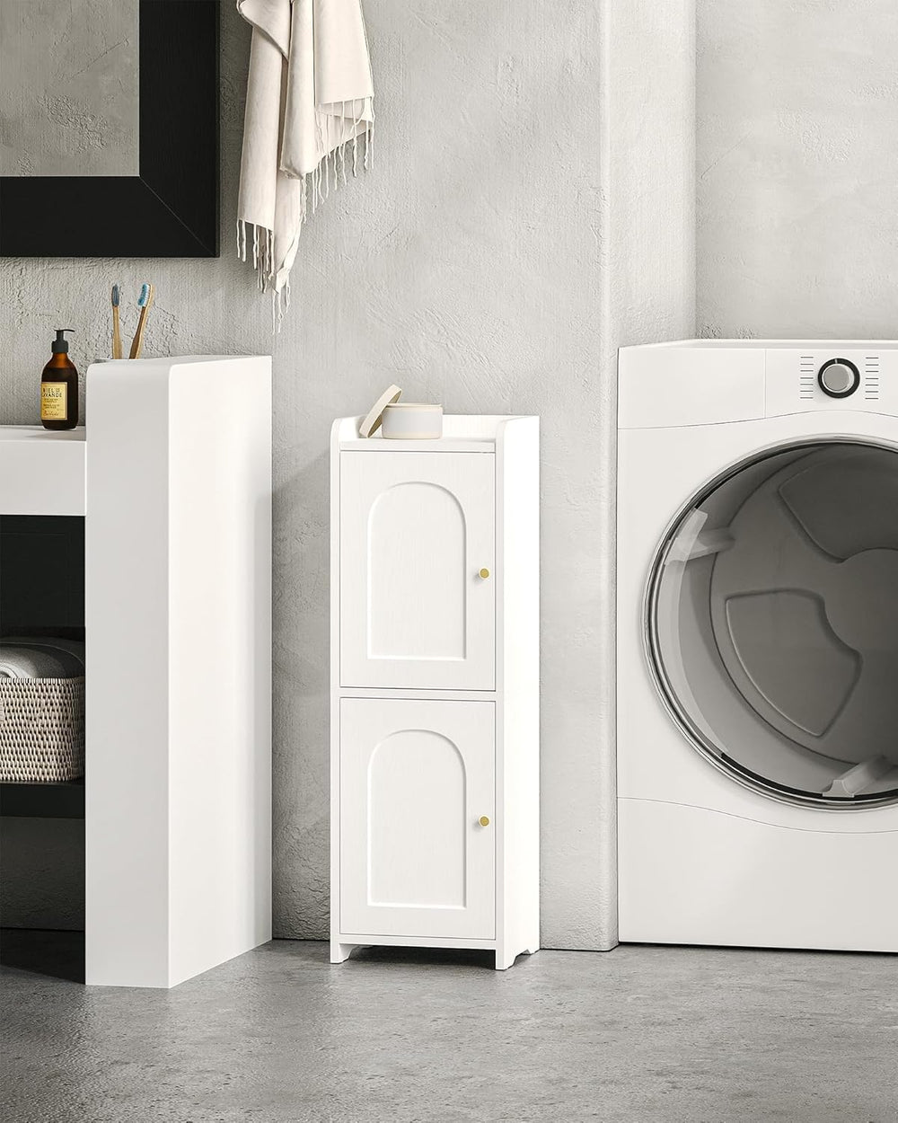 Hzuaneri Bathroom Storage Cabinet, Small Corner Floor Cabinet with 2 Doors an...