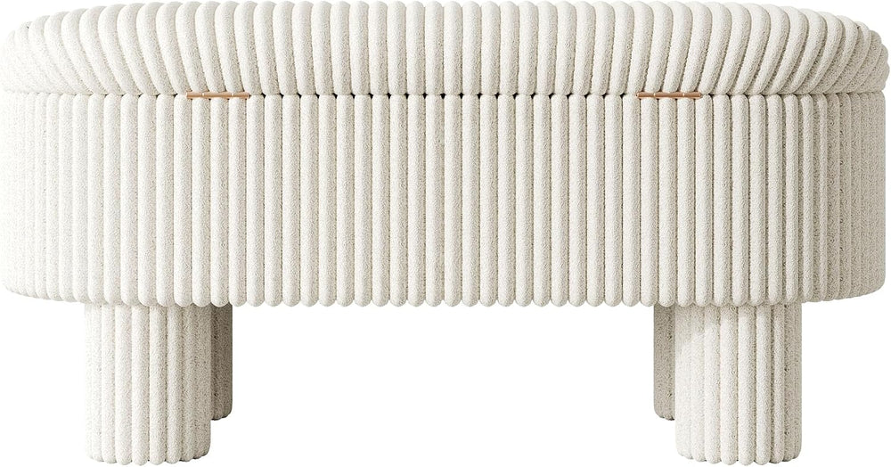 Merax Modern Storage Ottoman, Corduroy Upholstered Bench with Cylinder Legs, ...