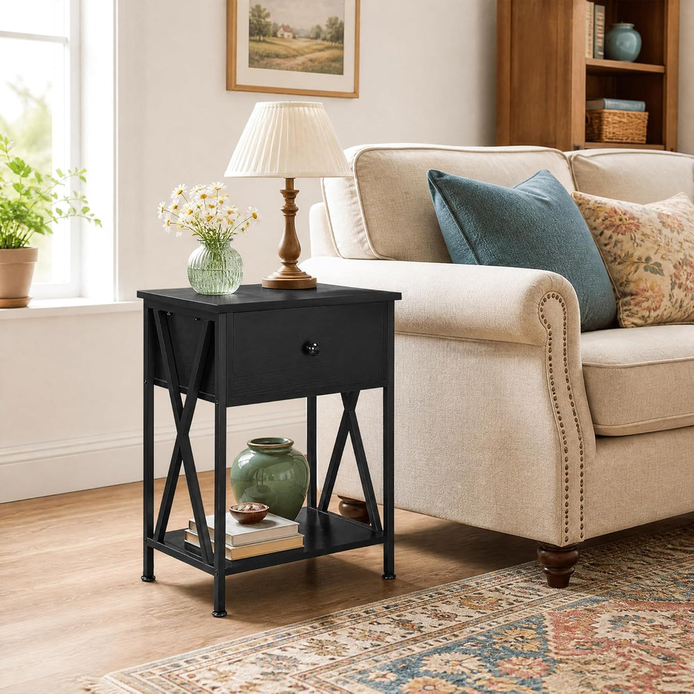 VECELO Nightstands Set of 2, Modern Bedside End Tables, Night Stands with Dra...