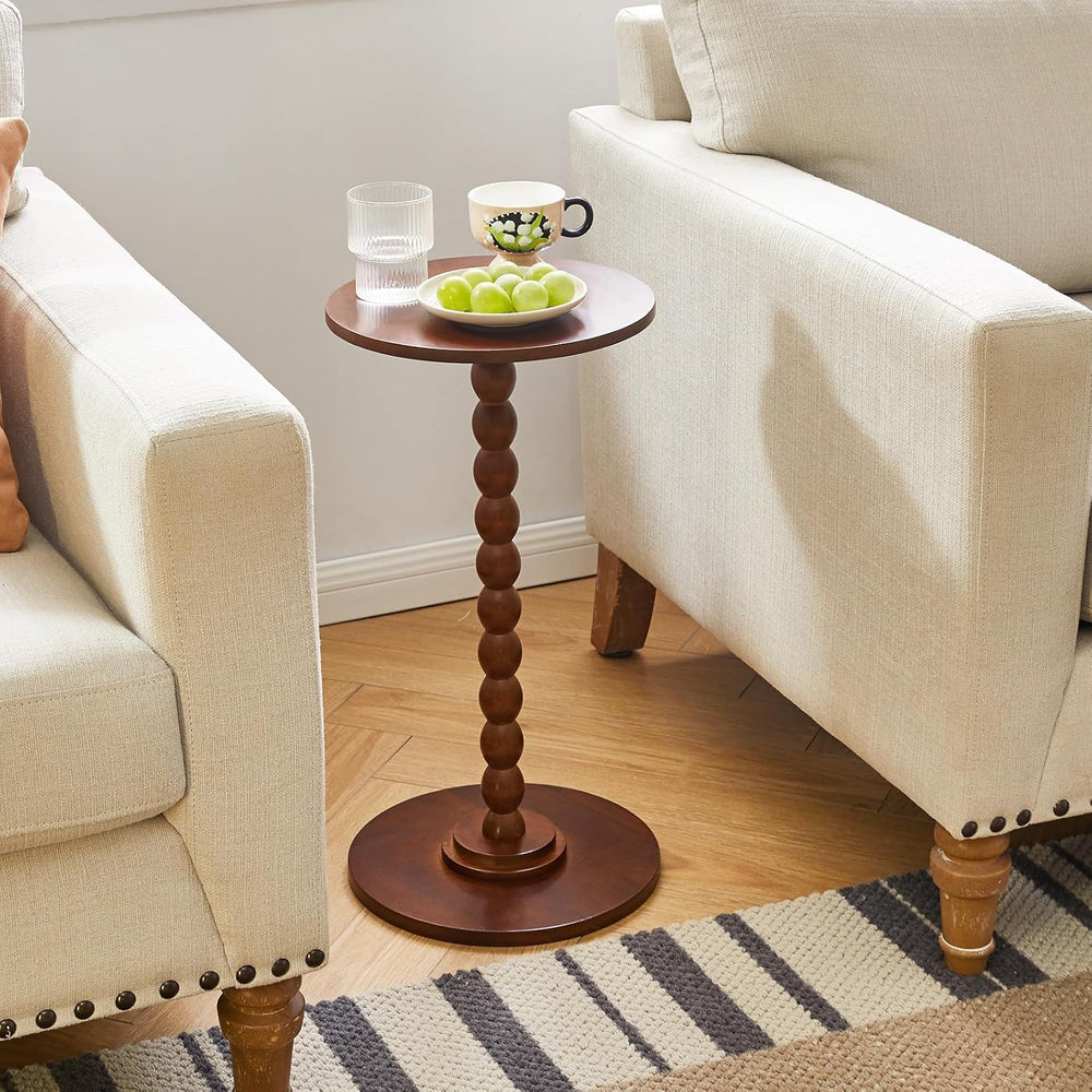 Aibiju Round Side Table, Solid Wood End Table, Small Drink Table Sofa End Tab...