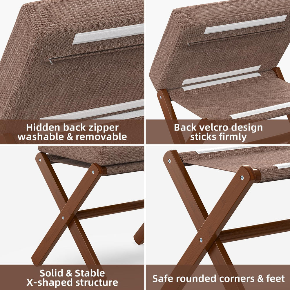 BAMBOOHOMIE Foldable Foot Stool Ottoman, Modern Foot Rest with Bamboo X Legs ...