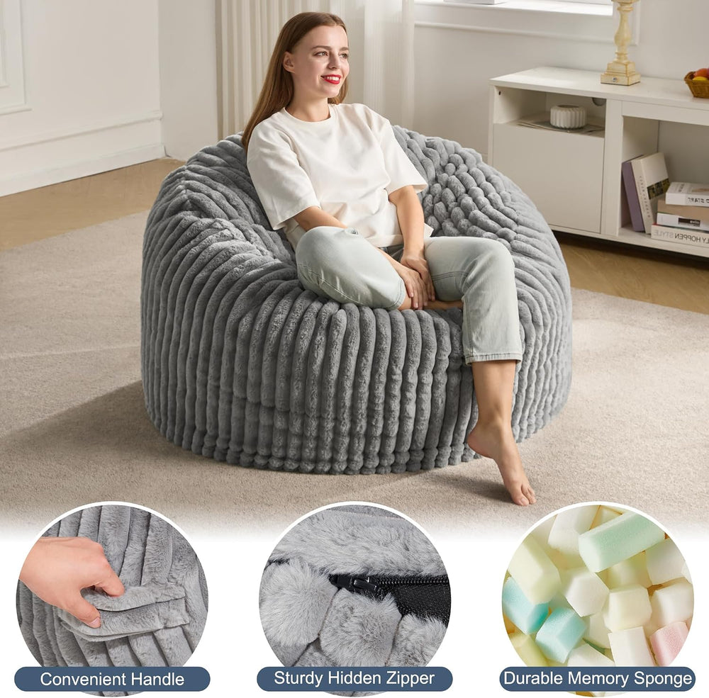 Hobestluk Adult Bean Bag Chair Giant Beanbag with Filling Living Room 3FT | G...