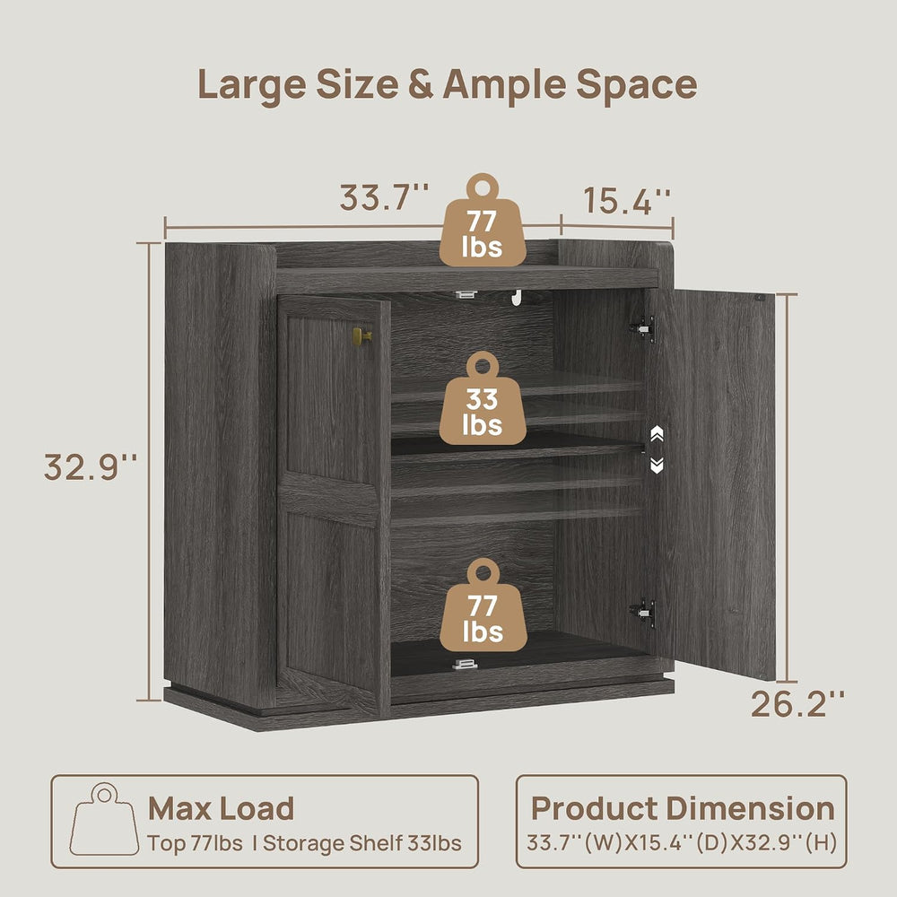 SICOTAS Sideboard Buffet Cabinet with 2 Doors & Shelves, Golden Handles