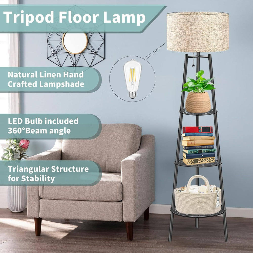 ZQQLITE Floor Lamp with Shelves for Living Room, Standing Lamp,Tall Lamp, Amp...