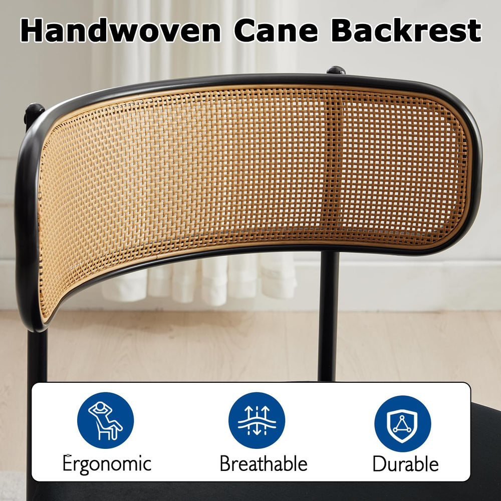Rattan Dining Chairs Set of 4, Mid-Century Modern Chair with Boucle, Kitchen ...