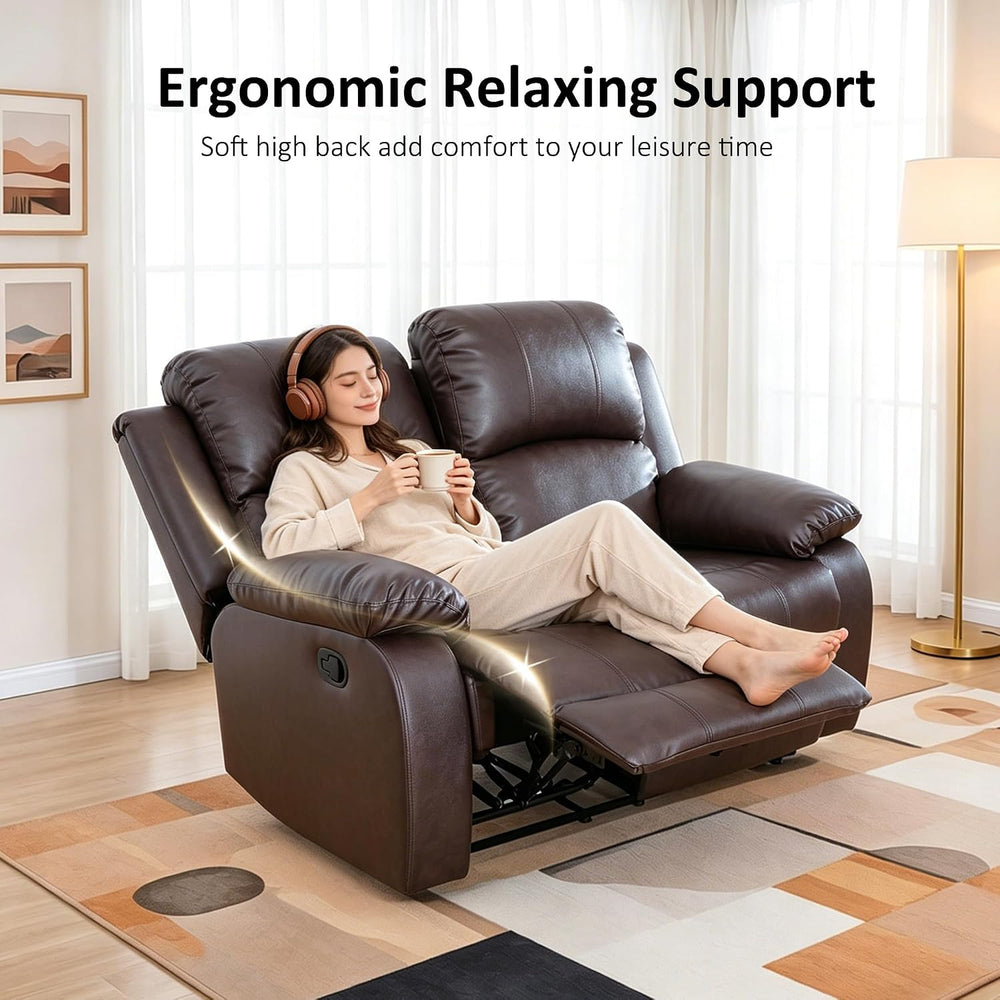 Faux Leather Manual Recliner Sofa Set, 3 Piece Living Room Furniture Set, Lov...