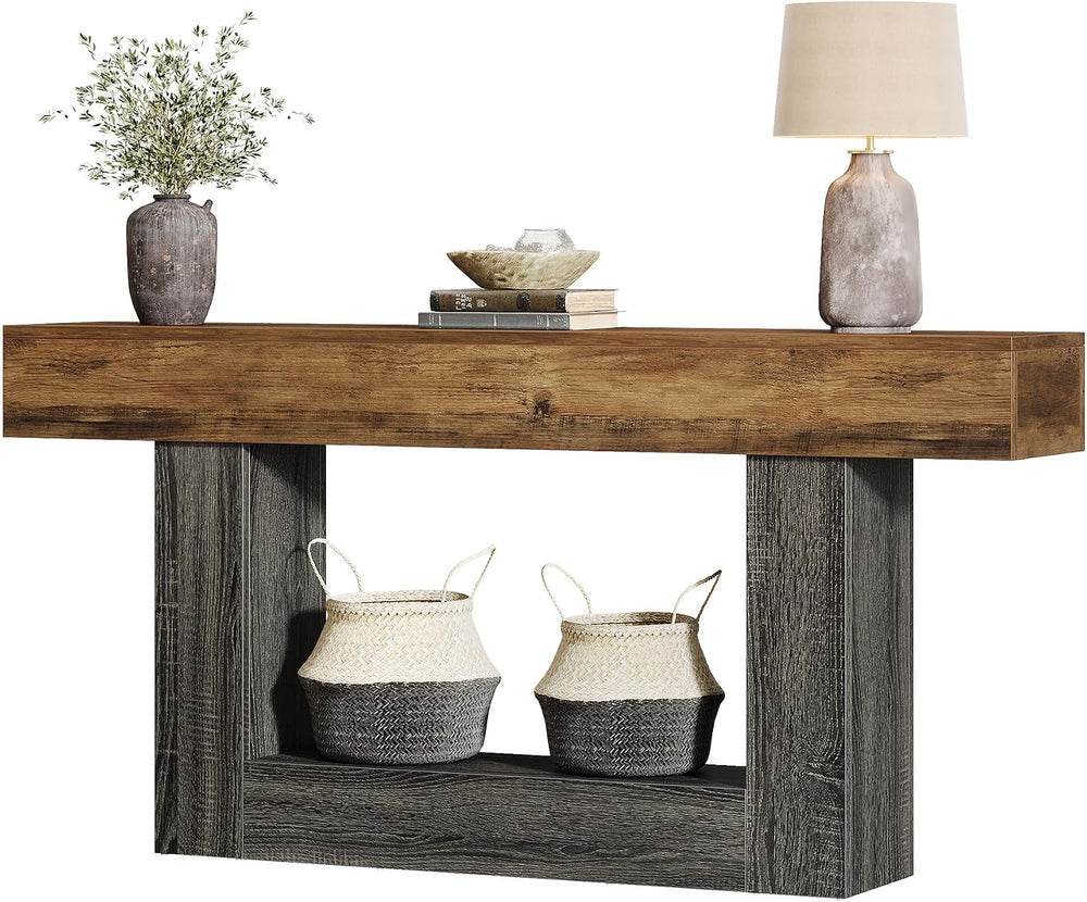 Tribesigns 63-Inch Long Console Table, 2-Tier Entryway Table Sofa Table with ...