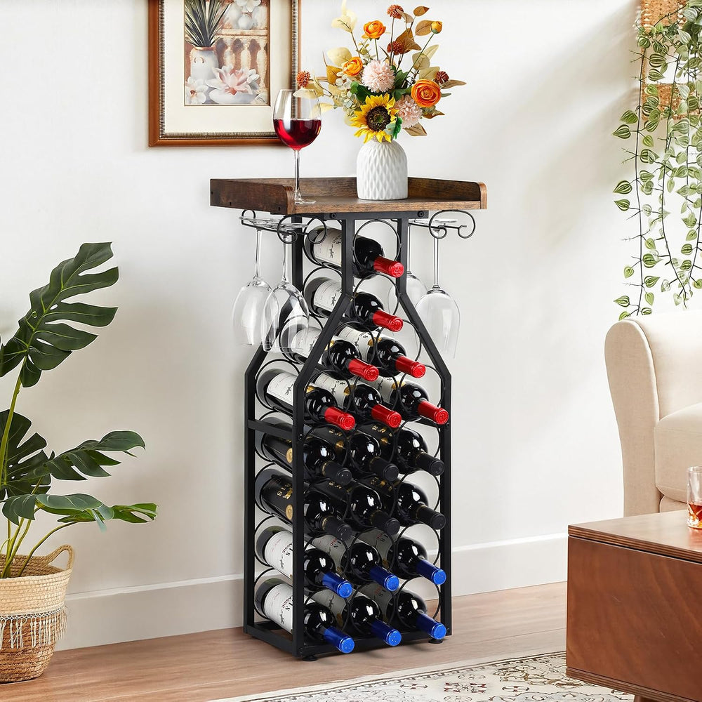 Wine Rack Freestanding Floor, Table Wine Holder Stand Mini Bar Table Floor Wi...