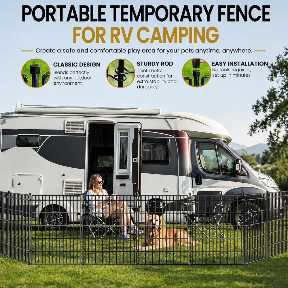 No Dig Garden Fence, Dog Fencing Outdoor for Yard, 5 Panels with Gate