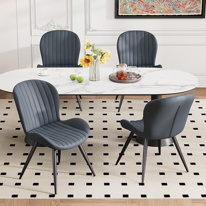 Dining Chairs Set of 6 Modern Fabric Dining Room Chairs Upholstered Dining Ch...