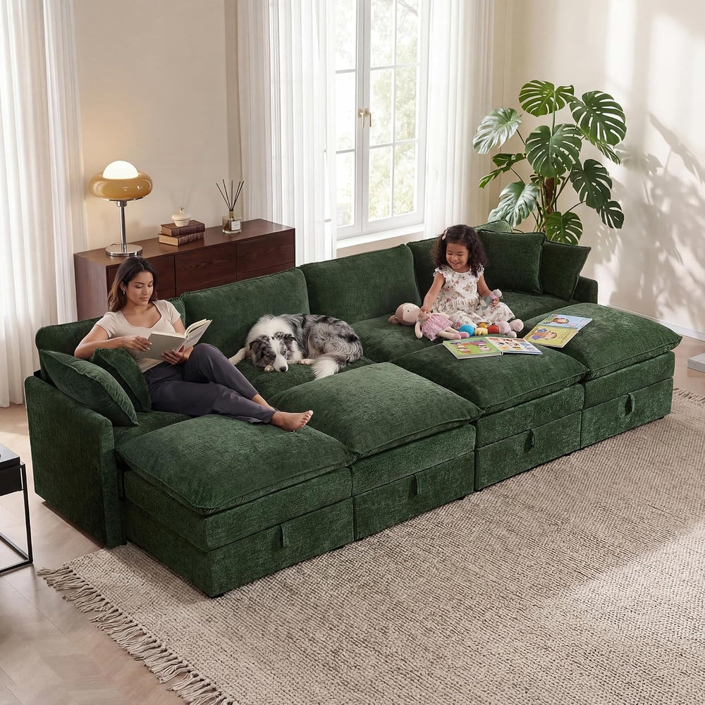 Myroyalsit Modular Sofa with Storage, 135" Sleeper Sofa Bed Sectional Cl...