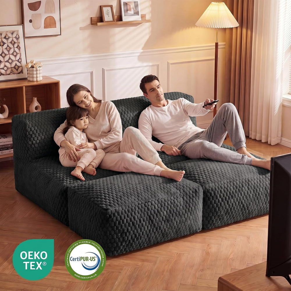 Bean Bag Chair for Adults, Plush Beanbag Sofa Couch with Memory Foam Filler, ...
