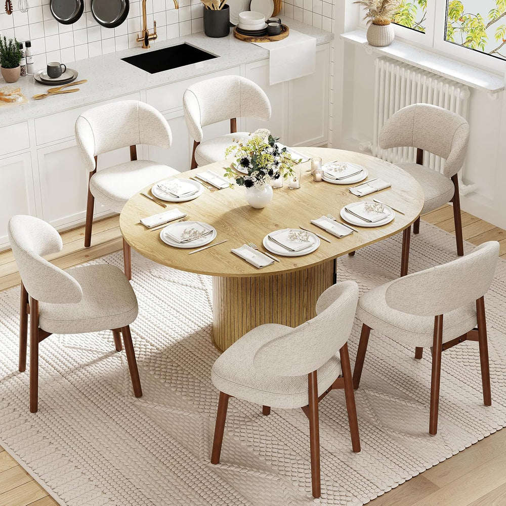 MALOL 47"-63" Extendable Round to Oval Dining Table Chairs Set for ...