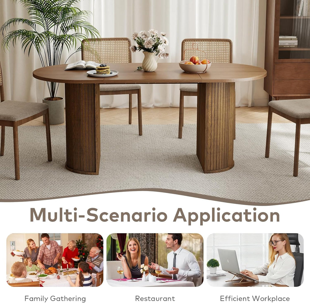 SoarFlash 70.8" Oval Dining Table for 4-6 Person Kitchen Table with Semi...