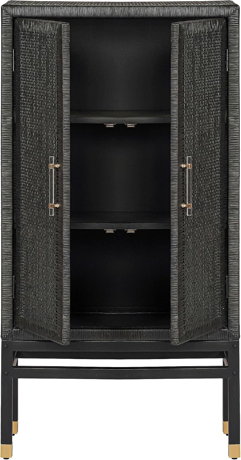 Tov Furniture Amara Charcoal Woven Rattan Wall Cabinet