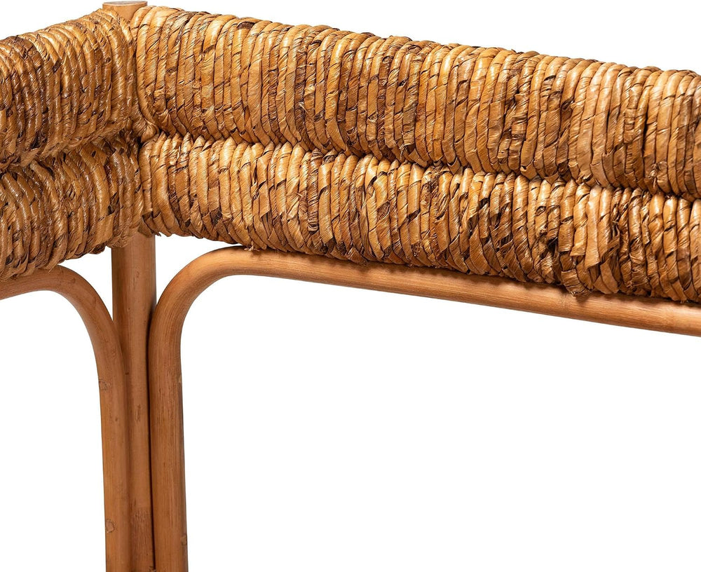 Bali & pari Adisa Natural Rattan Bench - Handcrafted Banquette with Woven...
