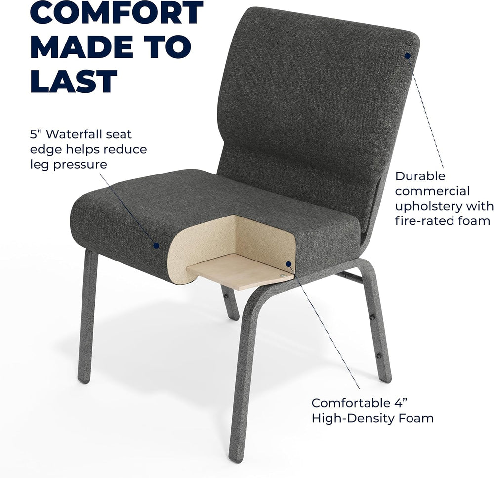 Flash Furniture 4 Pack HERCULES Series 21''W Church Chair in Dark Gra...