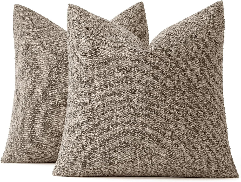 MIULEE 20x20 Decorative Boucle Couch Pillow Covers Light Taupe