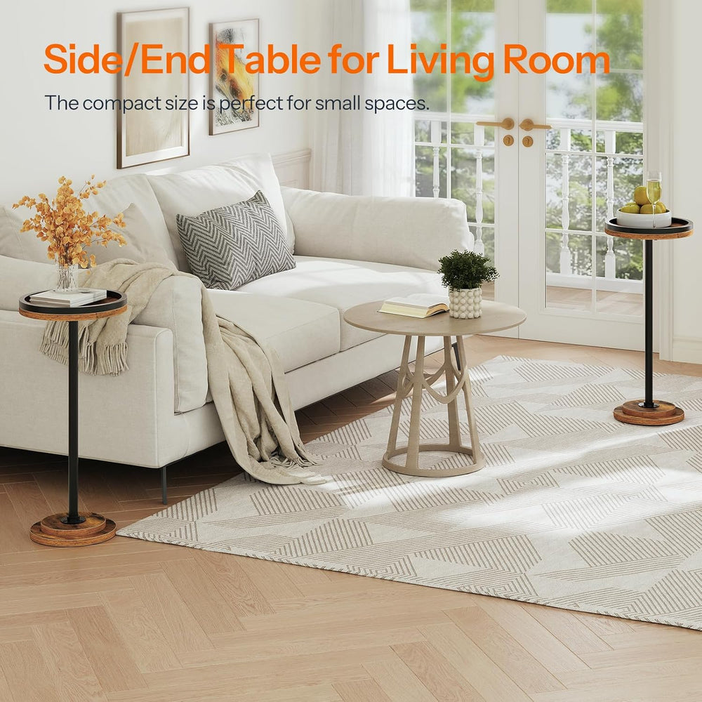 HOOBRO Small Round Side Table, Drink Table, Coffee Martini Table with Pedesta...