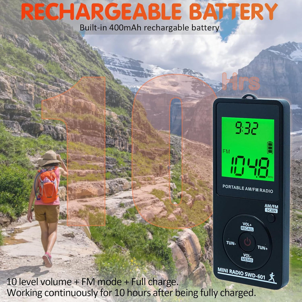 Personal Portable Radio AM FM, Rechargeable Mini Radio with Great Reception