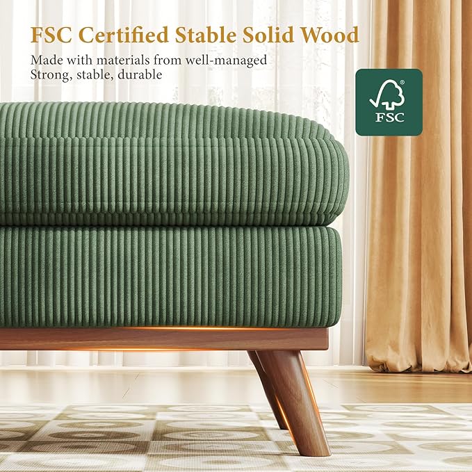 Vesgantti Large Ottoman for Modular Sofa, 29.5" Corduroy Pouf Ottoman wi...