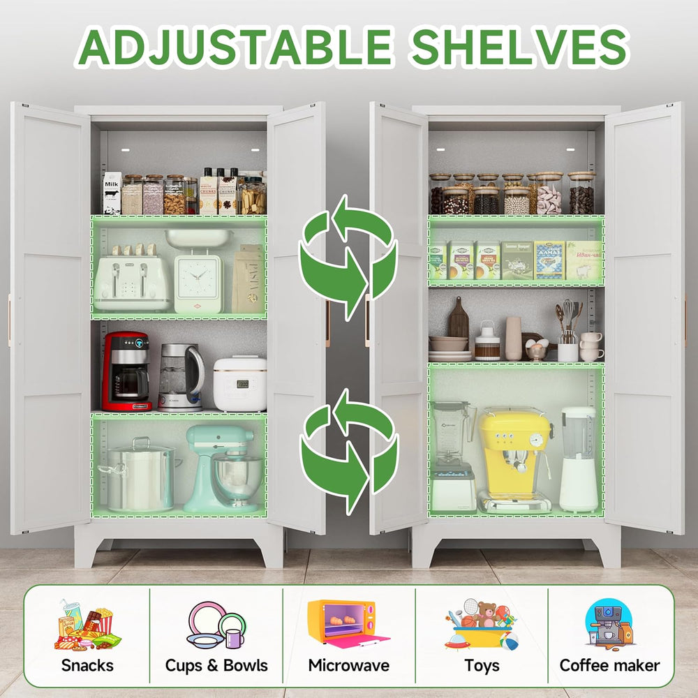 Pantry Cabinet,61" Tall Kitchen Pantry Storage Cabinets with 2 Doors and...