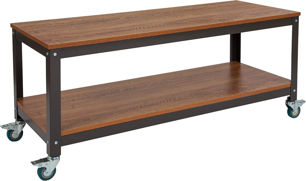 Flash Furniture Livingston Collection TV Stand in Brown Oak Wood Grain Finish...